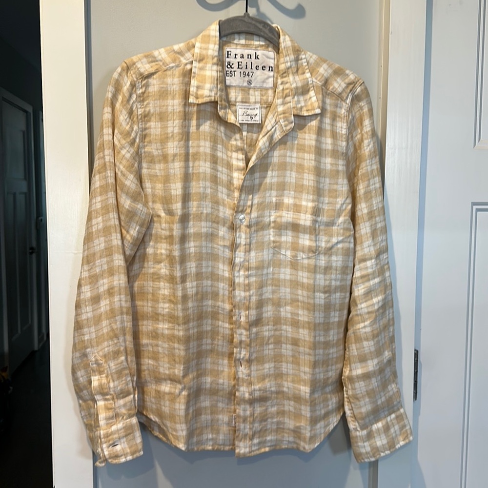 Barry Style Button-Down Plaid Flanneled Linen Shi… - image 1